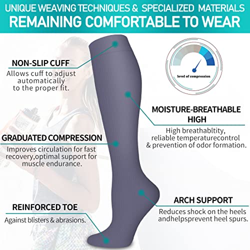 COOLOVER Copper Compression Socks for Women and Men(6 Pairs)-Best Support for Running, Athletic, Nursing, Travel - Image 5