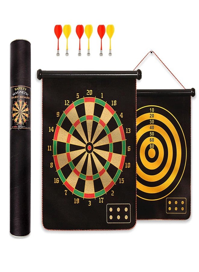 Zinnia Dart Board Game for Kids, 12 INCH Double Side Playing Dartboard with 4 Darts, Easy to Hang Indoor Game for Family, Hard Wood & Metal Wire Darts Board Game for Adults (17 INCH MAGNATIC Dart) - Image 1