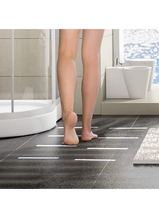 مداس حمام آمن من اسيتات فينيل الايثيلين، لاصق قوي مانع للانزلاق ملصقات حوض الاستحمام المضادة 10 قطع أبيض - Image 3