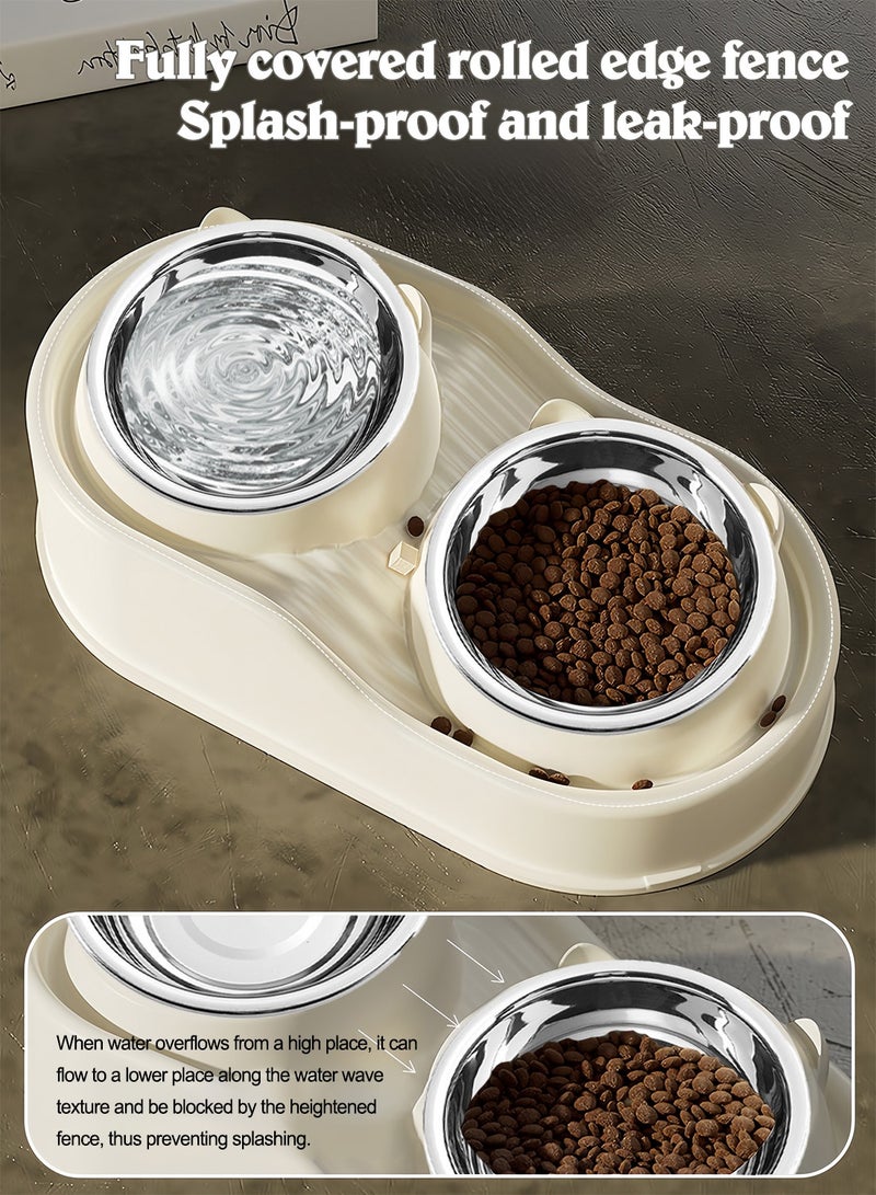 Kidle Stainless Steel Cat Food and Water Bowl Set Double Bowl Cat Bowl Drinking Water Feeding Dog Bowl for Small Medium Dog and Cat - Image 4