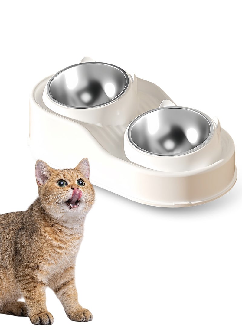Kidle Stainless Steel Cat Food and Water Bowl Set Double Bowl Cat Bowl Drinking Water Feeding Dog Bowl for Small Medium Dog and Cat - Image 1