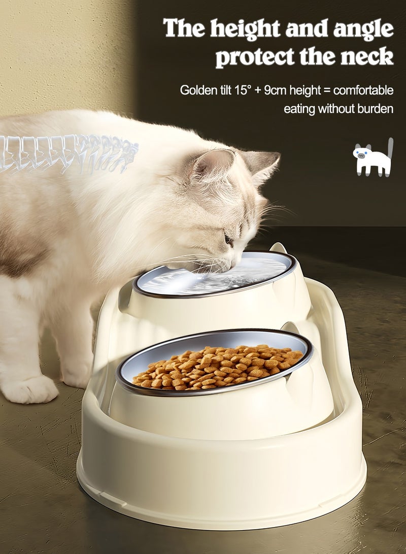 Kidle Stainless Steel Cat Food and Water Bowl Set Double Bowl Cat Bowl Drinking Water Feeding Dog Bowl for Small Medium Dog and Cat - Image 2
