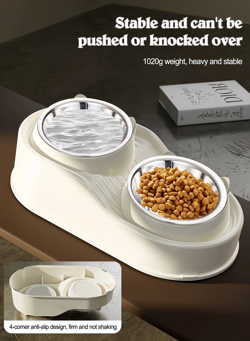 Kidle Stainless Steel Cat Food and Water Bowl Set Double Bowl Cat Bowl Drinking Water Feeding Dog Bowl for Small Medium Dog and Cat - Image 3