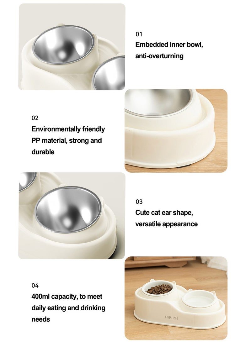 Kidle Stainless Steel Cat Food and Water Bowl Set Double Bowl Cat Bowl Drinking Water Feeding Dog Bowl for Small Medium Dog and Cat - Image 5