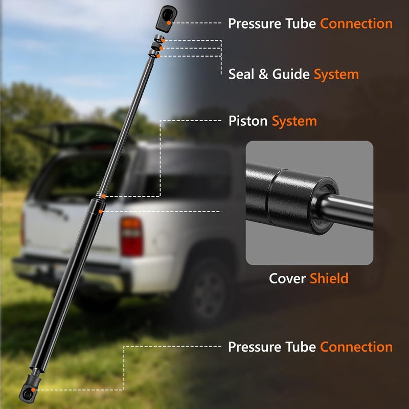 Blshwez 2 Pack Rear Window Struts, Heavy-Duty Back Window Glass Shocks Lift Supports for 1999-2006 Chevy Suburban/Tahoe, GMC Yukon, Cadillac Escalade - Image 4