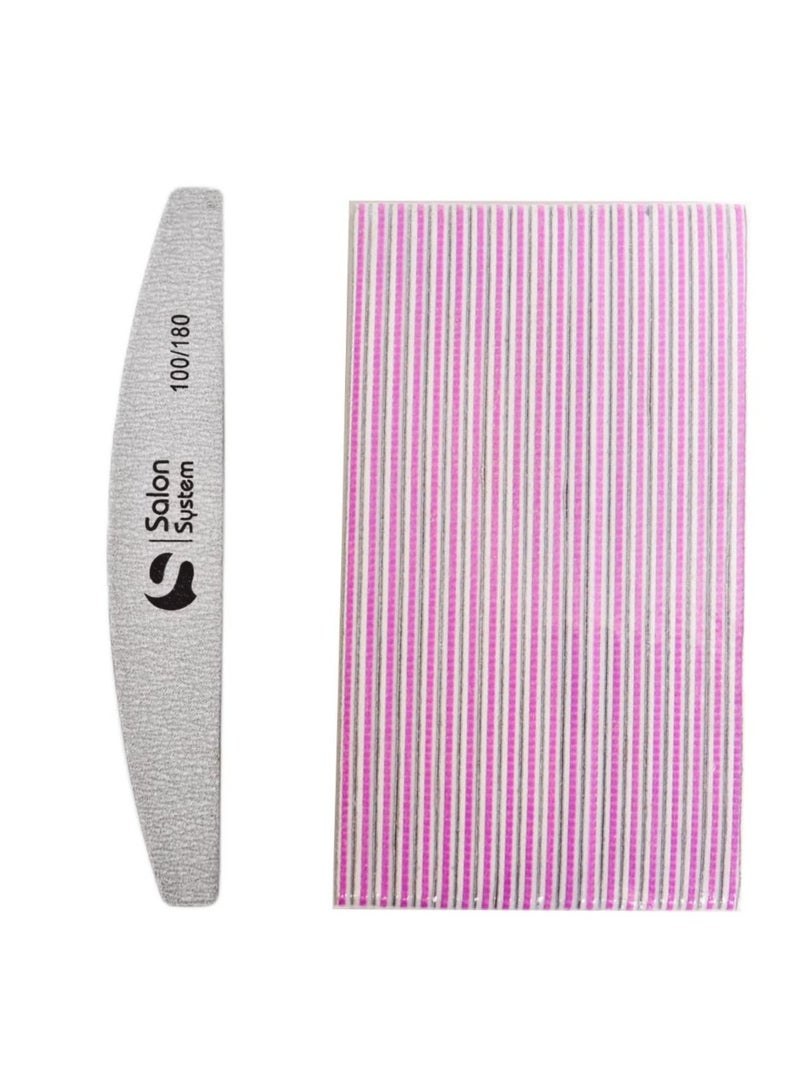 صالون سيستيم 20 قطعة من مبارد الأظافر الاحترافية على الوجهين - Image 1