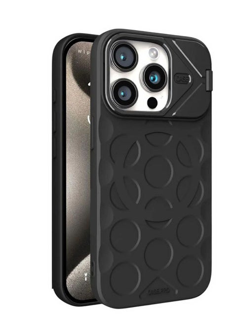 Iphone 12 Pro Max  Silicone TPU Case with Fashion and Unique Design,  Invisible Stand, Support Magnetic Charging, Compatible with Iphone 12 Pro Max - Black
