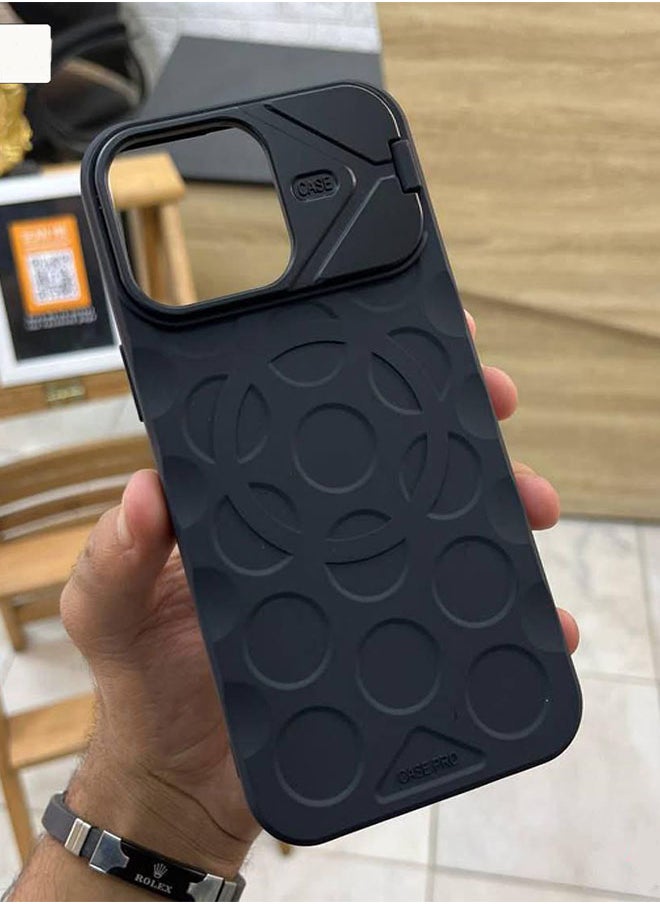 Iphone 12 Pro Max  Silicone TPU Case with Fashion and Unique Design,  Invisible Stand, Support Magnetic Charging, Compatible with Iphone 12 Pro Max - Black