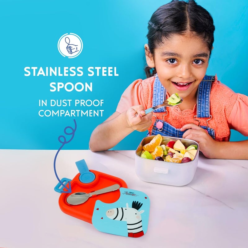Rabitat Stainless Steel Lunch Box with Spoon - 2 Years Brand Warranty | Tiffin Box for Kids | Steel Lunch Box for School Girls and Boys | LUNCHMATE Mini Totally Adorable 500 ml - Image 5