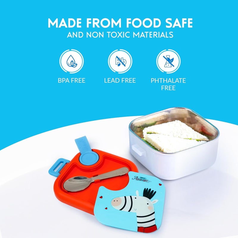 Rabitat Stainless Steel Lunch Box with Spoon - 2 Years Brand Warranty | Tiffin Box for Kids | Steel Lunch Box for School Girls and Boys | LUNCHMATE Mini Totally Adorable 500 ml - Image 3