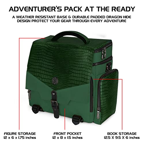 ENHANCE Collector's Edition RPG Adventurer's DnD Bag - Dragon Hide Exterior Travel RPG Bag with Tabletop Miniatures Storage Vault, Mat Holder, DnD Dice & Token Pockets, Fits 4-8 Books (Dragon Green) - Image 2