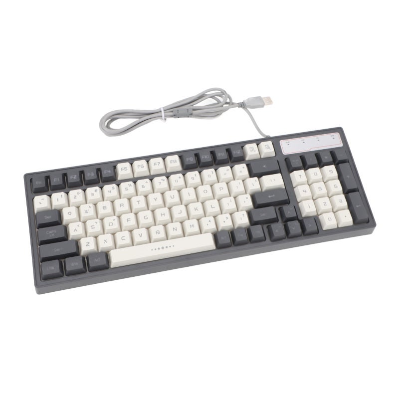 HYSJ RGB Gaming Keyboard 96 Keys Wired Mechanical - Customizable RGB Backlight Versatile for Gaming Office Use - Gray White Durable ABS Construction with Responsive Keystrokes for Intense Sessions - Image 2