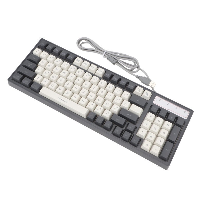 HYSJ RGB Gaming Keyboard 96 Keys Wired Mechanical - Customizable RGB Backlight Versatile for Gaming Office Use - Gray White Durable ABS Construction with Responsive Keystrokes for Intense Sessions - Image 5