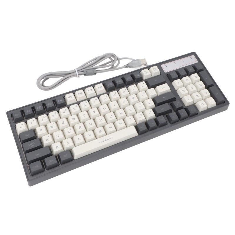 HYSJ RGB Gaming Keyboard 96 Keys Wired Mechanical - Customizable RGB Backlight Versatile for Gaming Office Use - Gray White Durable ABS Construction with Responsive Keystrokes for Intense Sessions - Image 4