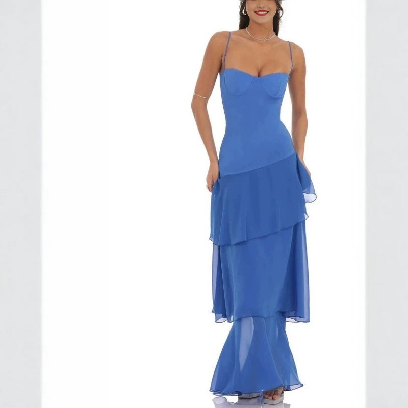 2025 Backless Sling Cake Fold Lace-Up Fashion Evening Dress Slim Fit Dress - Image 5