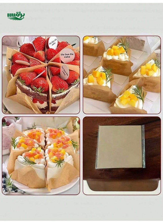 BURAQ - 80pcs Oil-Proof Baking Paper Cupcake Liners, Handhold Dessert Partition Packaging, Decorative Bakery Separator Paper For Catering, Cake Divider Paper, Suitable For Restaurant, Burger, Cake, Cookies, Candy Packaging, Food Separator - Image 1