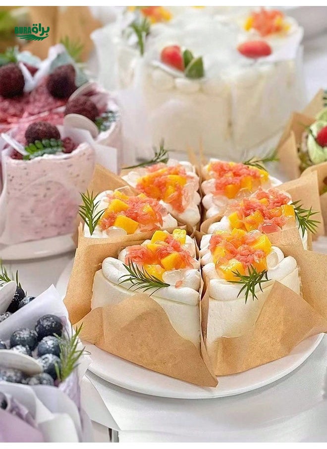 BURAQ - 80pcs Oil-Proof Baking Paper Cupcake Liners, Handhold Dessert Partition Packaging, Decorative Bakery Separator Paper For Catering, Cake Divider Paper, Suitable For Restaurant, Burger, Cake, Cookies, Candy Packaging, Food Separator - Image 1