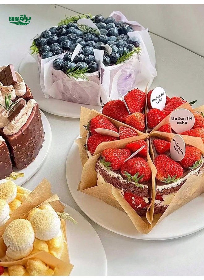BURAQ - 80pcs Oil-Proof Baking Paper Cupcake Liners, Handhold Dessert Partition Packaging, Decorative Bakery Separator Paper For Catering, Cake Divider Paper, Suitable For Restaurant, Burger, Cake, Cookies, Candy Packaging, Food Separator - Image 1