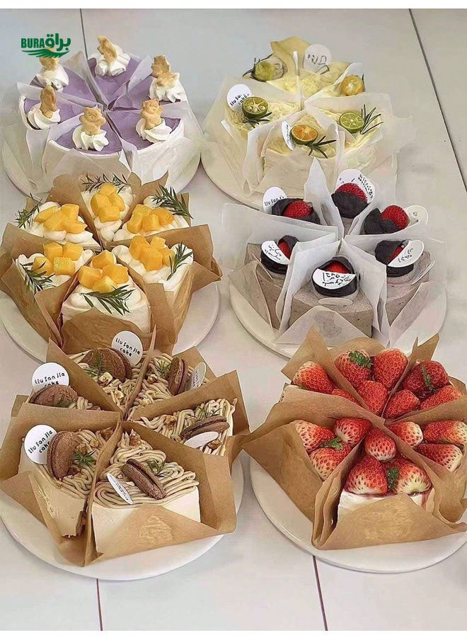 BURAQ - 80pcs Oil-Proof Baking Paper Cupcake Liners, Handhold Dessert Partition Packaging, Decorative Bakery Separator Paper For Catering, Cake Divider Paper, Suitable For Restaurant, Burger, Cake, Cookies, Candy Packaging, Food Separator - Image 1