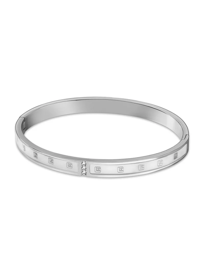Guy Laroche Grace Silver Color Bangle With Mop And Crystals
