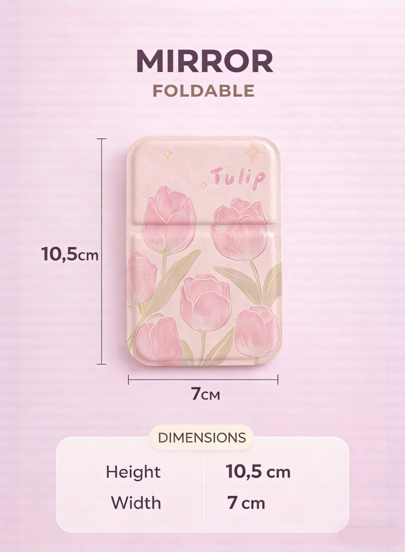 Beautify Pocket Mirror, Portable Folding Makeup Mirror, Compact Adjustable Small Mirror with Stand for Quick Touch-ups, Travel Handheld Mirror for Women Girls, Mini Mirror Great for Home, Office, Camping（Pink） - Image 5