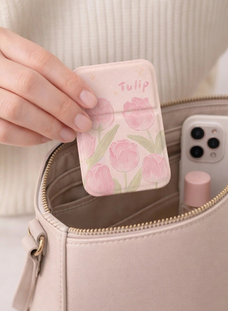 Beautify Pocket Mirror, Portable Folding Makeup Mirror, Compact Adjustable Small Mirror with Stand for Quick Touch-ups, Travel Handheld Mirror for Women Girls, Mini Mirror Great for Home, Office, Camping（Pink） - Image 4