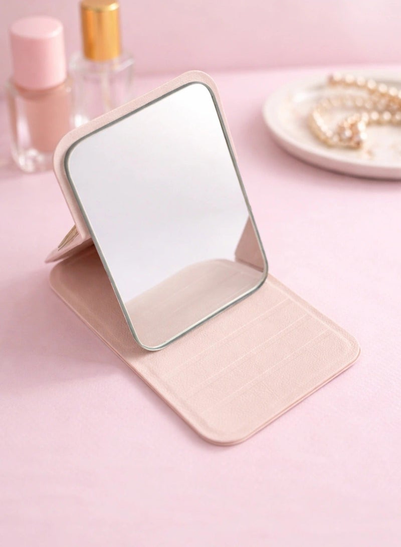 Beautify Pocket Mirror, Portable Folding Makeup Mirror, Compact Adjustable Small Mirror with Stand for Quick Touch-ups, Travel Handheld Mirror for Women Girls, Mini Mirror Great for Home, Office, Camping（Pink） - Image 2
