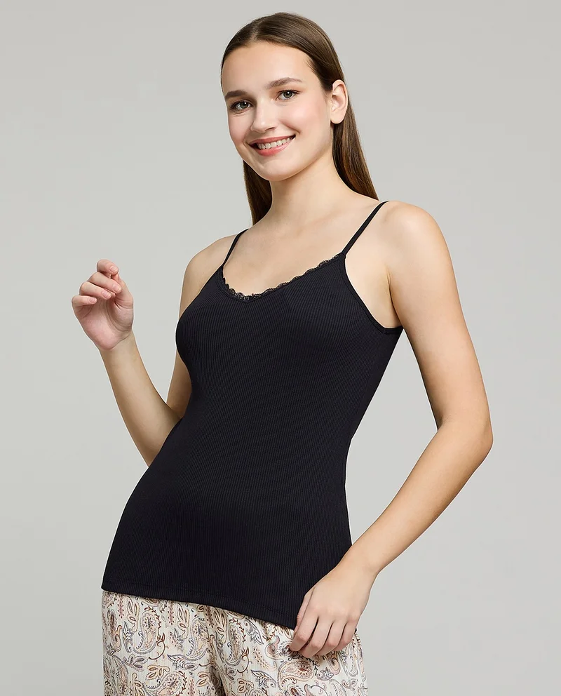 R&B Ribbed Lace Trim Camisole