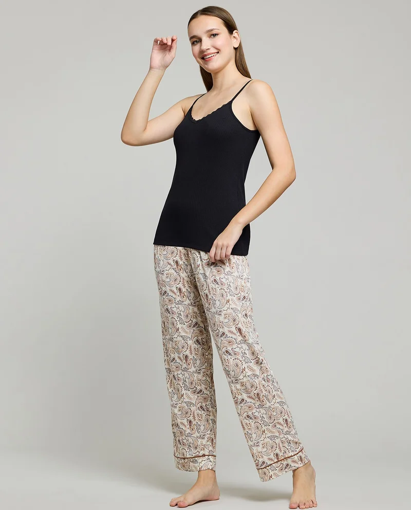 R&B Ribbed Lace Trim Camisole