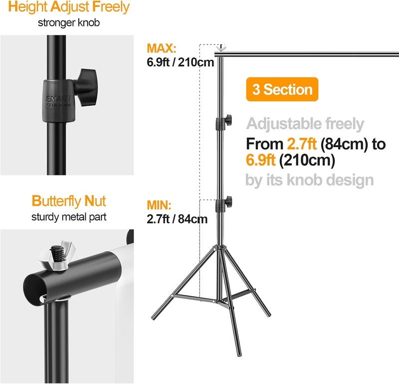 EMART Photo Backdrop Stand kit, 6.9 x 10 ft Back Drop Adjustable Frame for Photography, Photoshoot Banner Background Support Holder for Parties Dectoration - Image 2