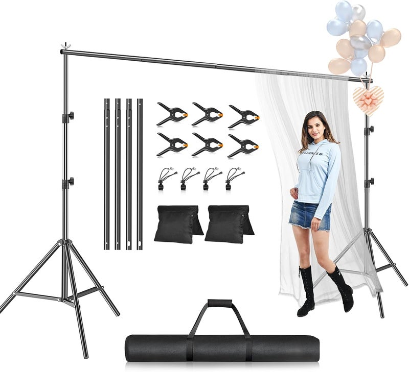 EMART Photo Backdrop Stand kit, 6.9 x 10 ft Back Drop Adjustable Frame for Photography, Photoshoot Banner Background Support Holder for Parties Dectoration - Image 1