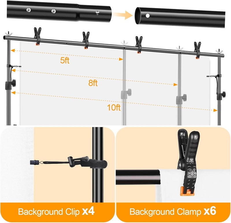 EMART Photo Backdrop Stand kit, 6.9 x 10 ft Back Drop Adjustable Frame for Photography, Photoshoot Banner Background Support Holder for Parties Dectoration - Image 3