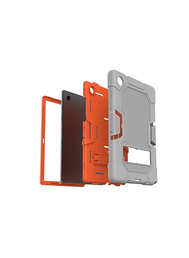 PROMASS Hbs 3-Layer Slim Heavy Duty Shockproof Rugged Protective Case With Built-In Stand For Samsung Galaxy Tab A8 10.5 Inch Case Sm-X200/X205/X207 2022 For Kids Friendly Tablet Cover-Gray Orange - Image 2