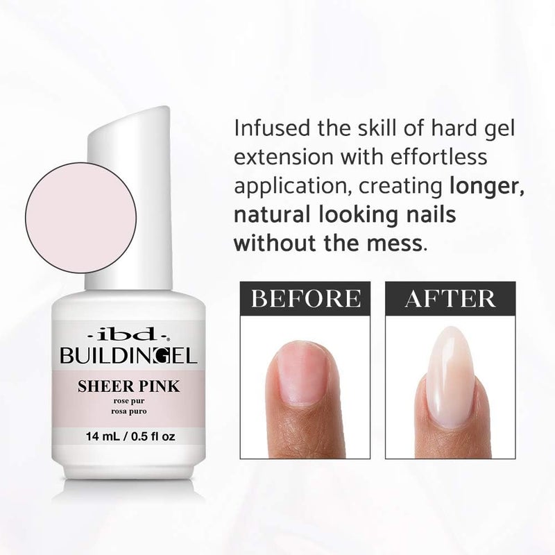 IBD Building Gel Sheer Pink â€“ Hard Builder Gel for Nails Extensions, Soak-Off UV/LED Nail Enhancement for Strong Natural Nails, 0.5 oz - Image 3