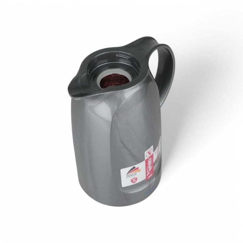 VALK German Thermos 1 Liter Gray Black Color - Decorative Push-Button Stainless Steel Coffee & Tea Pot, Premium Serveware for Wedding & Home Decor - Image 5
