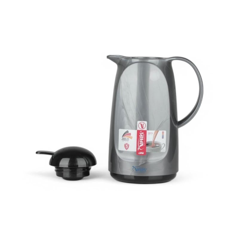 VALK German Thermos 1 Liter Gray Black Color - Decorative Push-Button Stainless Steel Coffee & Tea Pot, Premium Serveware for Wedding & Home Decor - Image 4