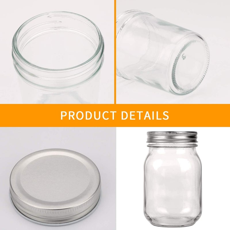 Accguan 16Pack 16oz Glass Mason Jars with Regular Airtight Lids, Clear Glass Jars Ideal for Canning, Pickling, Meal Prep, Jam, Honey, DIY Shower/Wedding Favors, Labels & Pen Included,Pint Canning Jars - Image 3