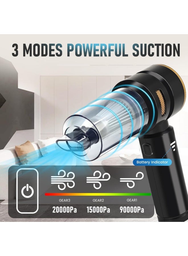 مكنسة سيارة محمولة لاسلكية - مكنسة يدوية قابلة لإعادة الشحن بمحرك عديم الفرشاة (Brushless)، وشاشة LED لمستوى الطاقة، وأدوات تنظيف متعددة الفوهات؛ مناسبة للسيارة والمنزل والمكتب والتخييم. - Image 3