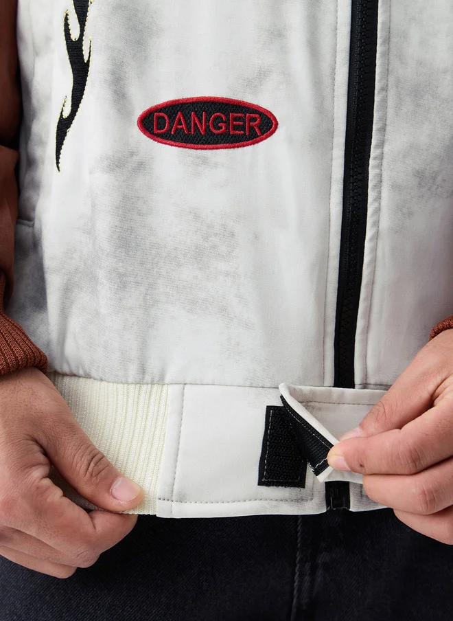 The Souled Store  The Souled Store Men Oversized Fit Printed White Racer Jacket  | Best Price UAE