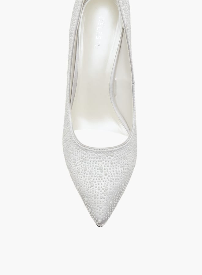 Celeste Women's Embellished Slip-On Pumps with Stiletto Heels  - Image 4