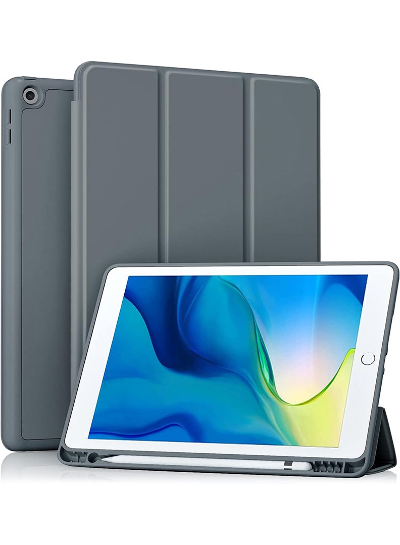 Theodor Case Compatible with iPad 10.2 Inch 2021/2020/2019, for iPad 9th/8th/7th Generation Smart Case with Pencil Holder, Protective Case with Soft TPU Back, Auto Sleep/Wake Cover, Dark Grey - Image 1