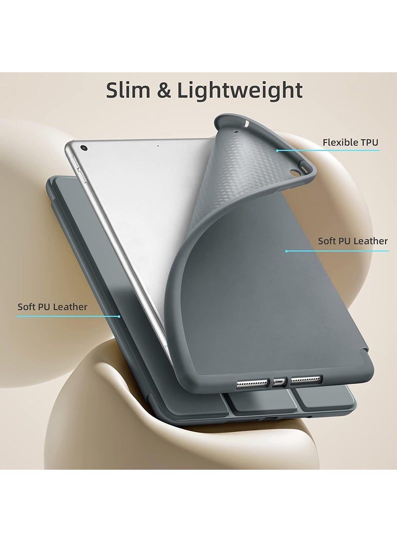 Theodor Case Compatible with iPad 10.2 Inch 2021/2020/2019, for iPad 9th/8th/7th Generation Smart Case with Pencil Holder, Protective Case with Soft TPU Back, Auto Sleep/Wake Cover, Dark Grey - Image 5