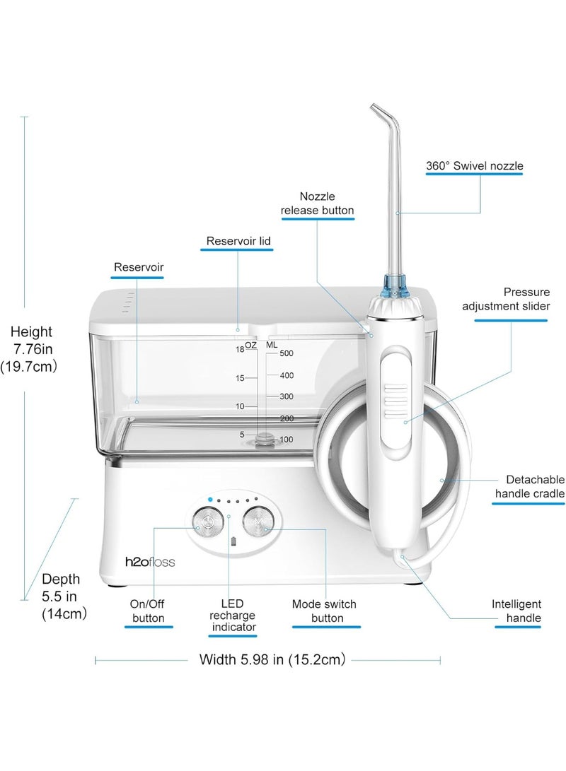 h2ofloss Water Dental Flosser Teeth Pick, H2ofloss 6 Modes Upgrade Portable Cordless Oral Irrigator, Rechargeable 570ML Traveling Waterflosser IPX7 Waterproof Water Dental Picks for Teeth Cleaning White white - Image 2
