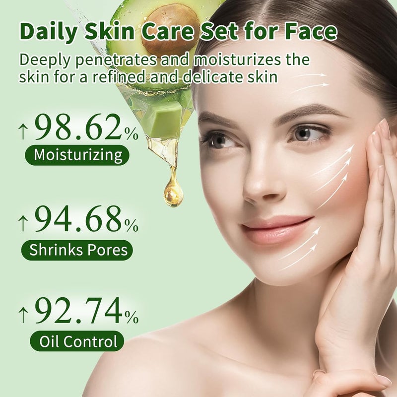 mopayzer Avocado Skin Care Set Skincare Gifts Kits For Hydrating Skin Facial Kit For Women With Facial Cleanser Serum Face Cream Eye Cream Travel Skincare Set4 Pieces - Image 4