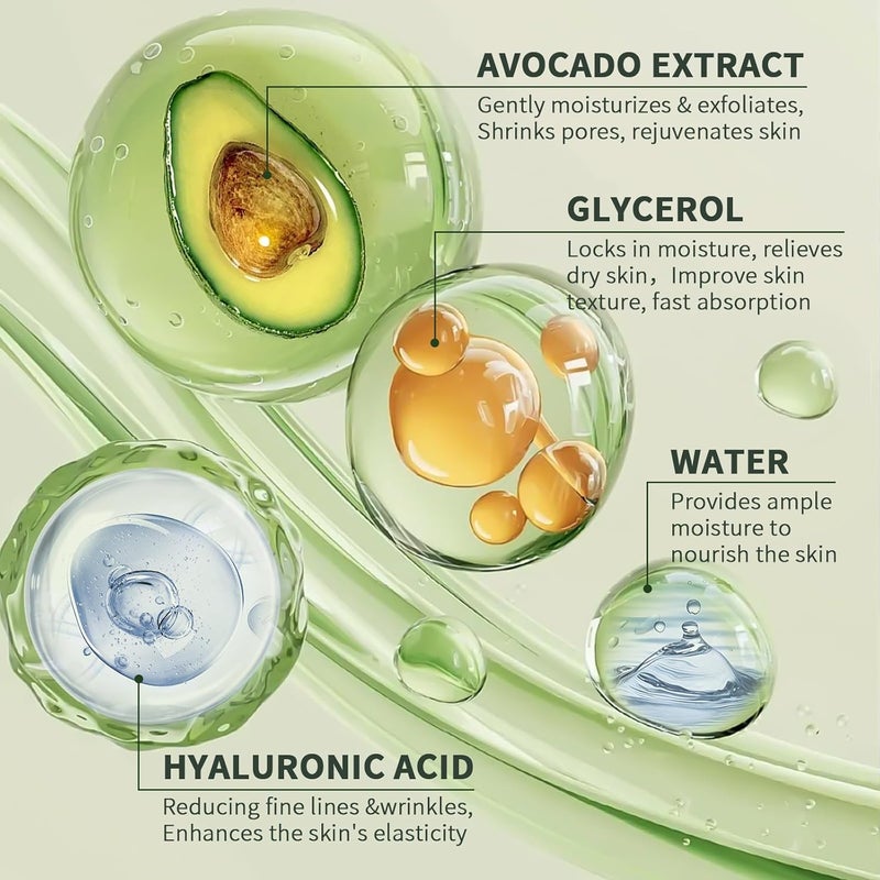 mopayzer Avocado Skin Care Set Skincare Gifts Kits For Hydrating Skin Facial Kit For Women With Facial Cleanser Serum Face Cream Eye Cream Travel Skincare Set4 Pieces - Image 3