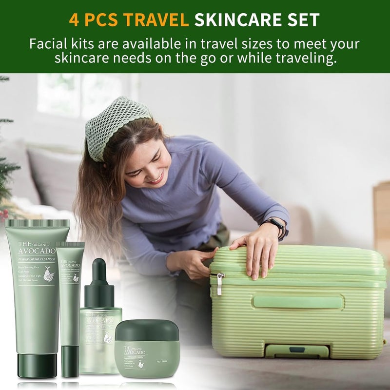 mopayzer Avocado Skin Care Set Skincare Gifts Kits For Hydrating Skin Facial Kit For Women With Facial Cleanser Serum Face Cream Eye Cream Travel Skincare Set4 Pieces - Image 5