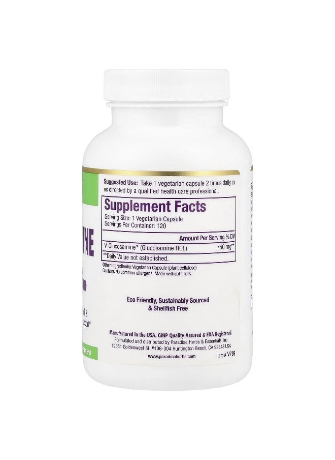 Paradise Herbs Paradise Herbs, V-Glucosamine, Plant Based, 750 mg, 120 Vegetarian Capsules  - Image 2