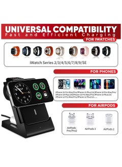 Choosey Choosey 3 in 1 Wireless Charger iPhone Charging Station - Phone Charger Stand for Multiple Devices, Wireless Charging Station for iPhone 16 15 14 13 12 11, Apple Watches & for Airpods 4 3 2 Pro, Black  - Image 2