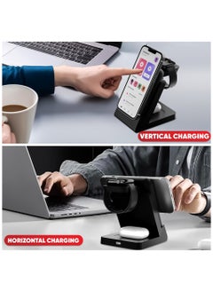 Choosey Choosey 3 in 1 Wireless Charger iPhone Charging Station - Phone Charger Stand for Multiple Devices, Wireless Charging Station for iPhone 16 15 14 13 12 11, Apple Watches & for Airpods 4 3 2 Pro, Black  - Image 5