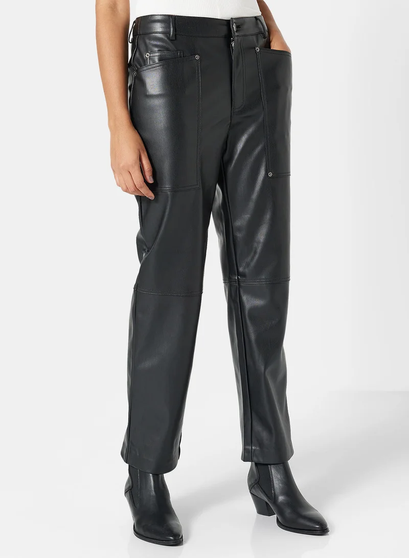 ONLY PU Coated Straight Fit Pants